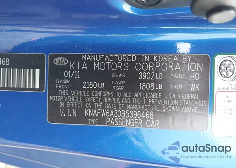 2011 Kia Forte Koup Sx from USA, damaged, VIN KNAFW6A30B5396468